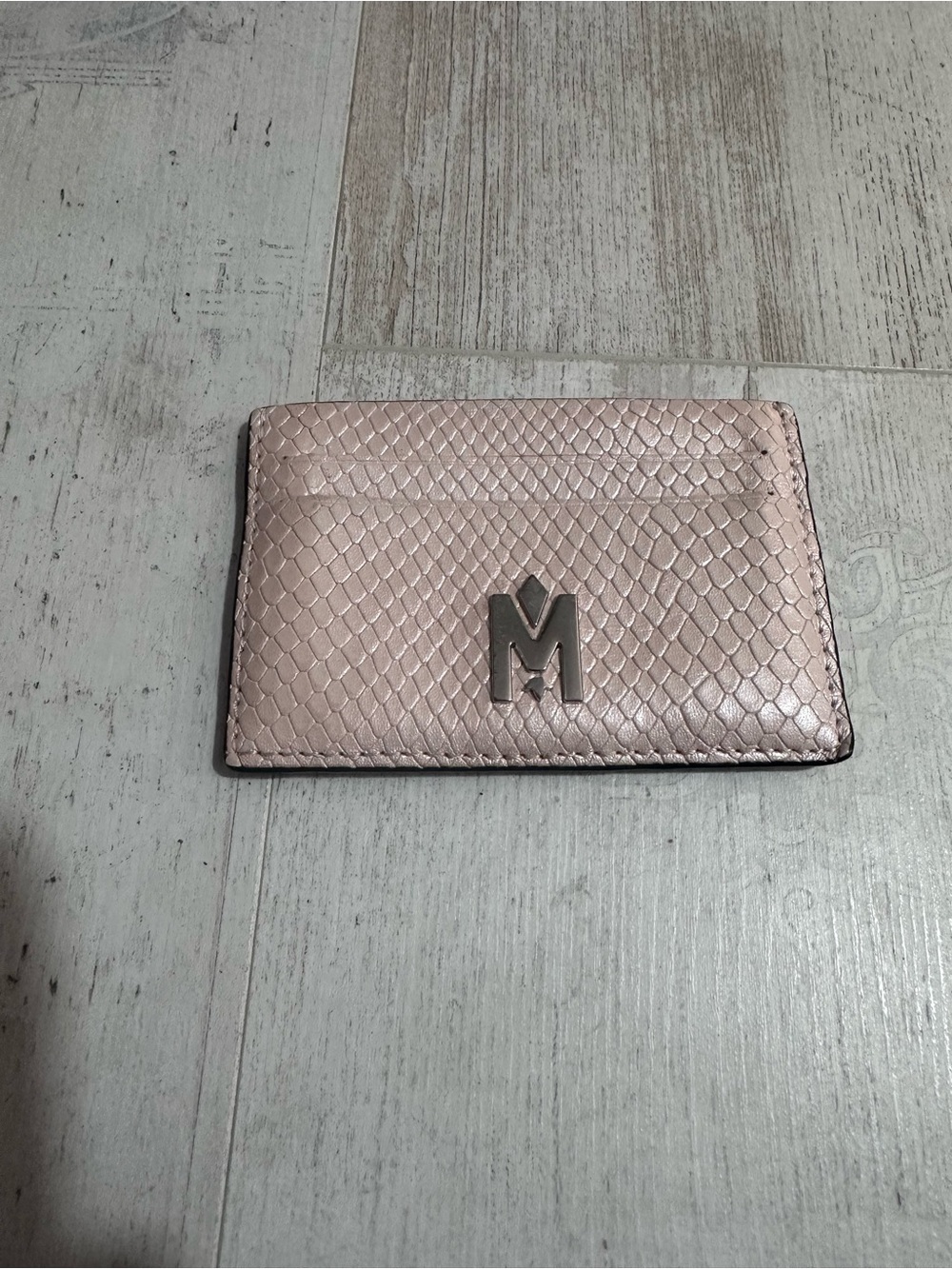 Mackage Metallic Blush Pink Snakeskin Card Holder